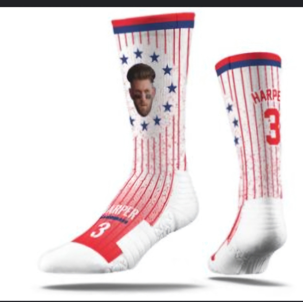 New MLB Bryce Harper Strideline Crewsocks white red